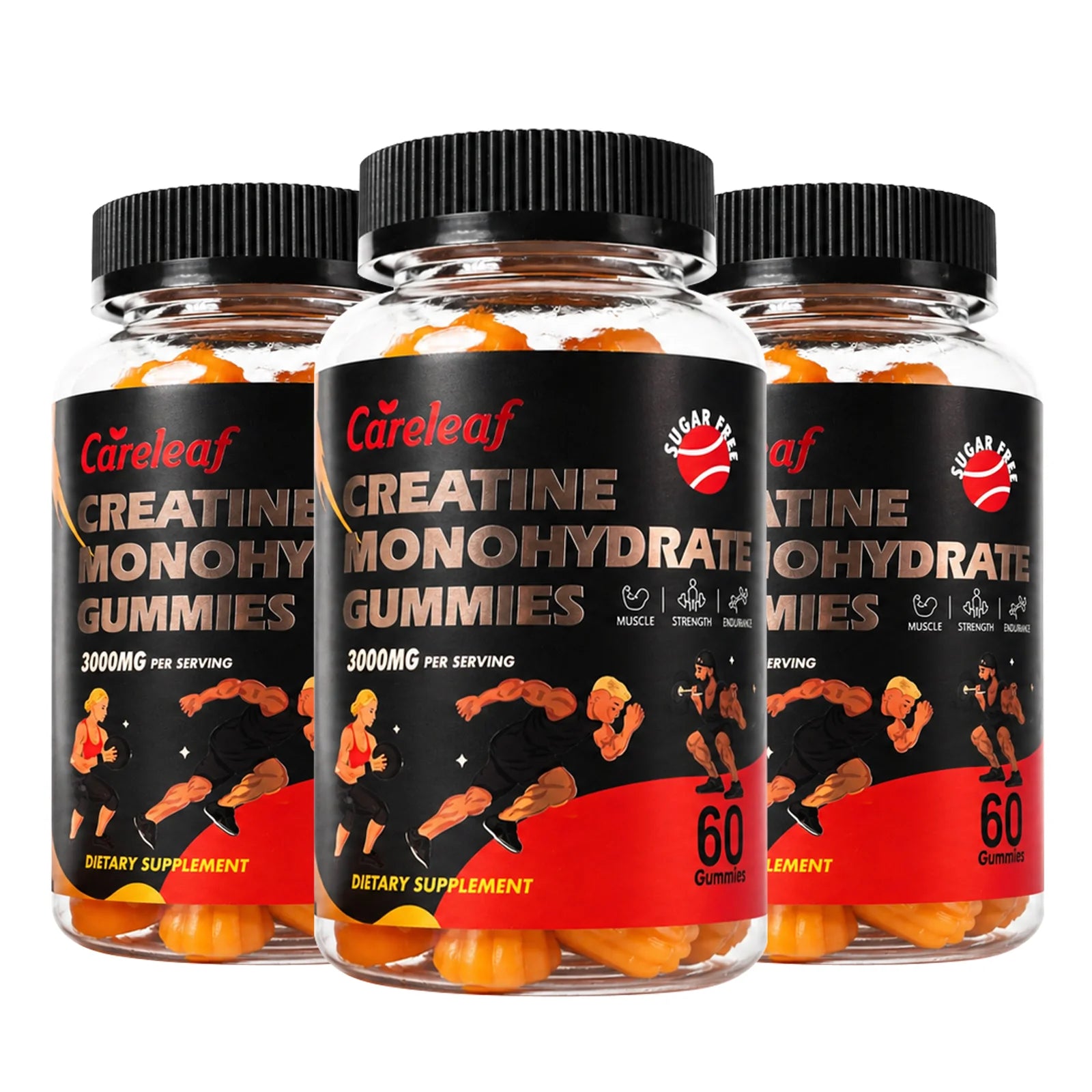 (Free Shipping) Careleaf Sugar Free Creatine Monohydrate Gummies for Men & Women - 3000mg Creatine Gummies for Muscle Growth,Strength & Energy Support - 60 Gummies