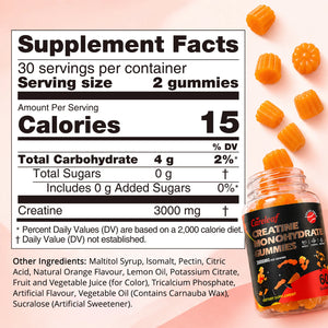 (Free Shipping) Careleaf Sugar Free Creatine Monohydrate Gummies for Men & Women - 3000mg Creatine Gummies for Muscle Growth,Strength & Energy Support - 60 Gummies