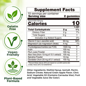Careleaf Sugar Free Dietary Fiber Gummies for Digestive Health & Regularity -Supplement with Magnesium & Vitamin C -Vegan, Non-GMO - Wellness for Adults