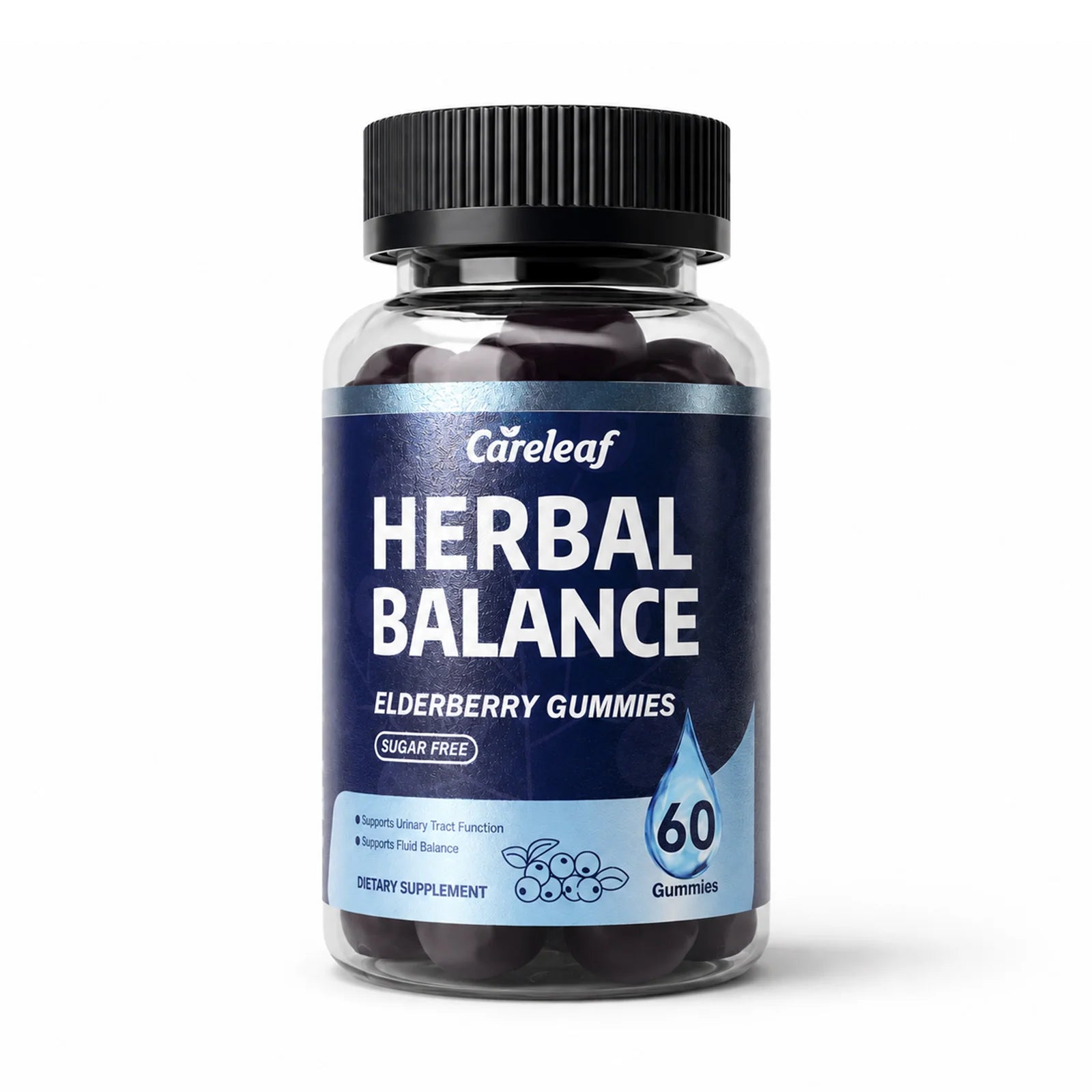 Careleaf Sugar Free Herbal Balance Gummies for Urinary & Immune Support - with Elderberry, Cranberry, Magnesium for Daily Wellness - Cranberry Flavor - 60 Gummies