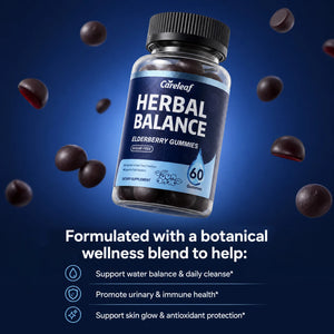 Careleaf Sugar Free Herbal Balance Gummies for Urinary & Immune Support - with Elderberry, Cranberry, Magnesium for Daily Wellness - Cranberry Flavor - 60 Gummies