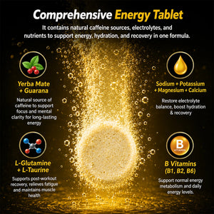 Careleaf Hydration Electrolyte Tablets - with Caffeine from Yerba Mate, Magnesium & 4 Other Electrolytes - Gluten Free, Vegan, Lime Flavor - 10 Count