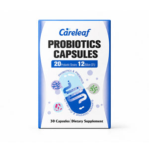 Careleaf Daily Probiotics with Prebiotics, 12 Billion CFU 20 Strains - Vegan Capsules for Gut Health & Digestive Support, Probiotics for Women & Men, 30 Capsules