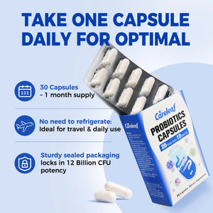Careleaf Daily Probiotics with Prebiotics, 12 Billion CFU 20 Strains - Vegan Capsules for Gut Health & Digestive Support, Probiotics for Women & Men, 30 Capsules